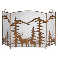 FPS018 Moose Rustic Forest Folding Fireplace Screen