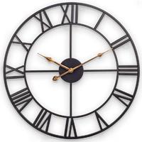 WLC011 Gentry Gold Hands Metal Clock Black with Large Roman Numerals