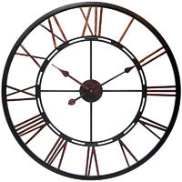 WLC019 Empire Antique Round Iron Fusion Black Copper Color 28 Inch Metal Wall Clock