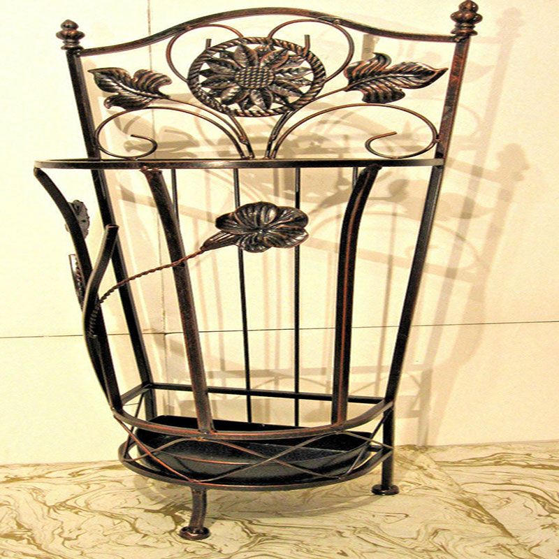 UBS029 Anby   Antique Looking Brown Metal Wrought Iron Umbrella Holder Stand