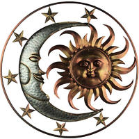 WLA006 Blaeury Metal Celestial Sun Moon and Stars Indoor/Outdoor Wall Sculpture