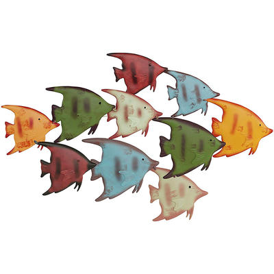 WLA011 Sendeey Lavish Home School of Fish Wall Art-Nautical 3D Metal Hanging Decor