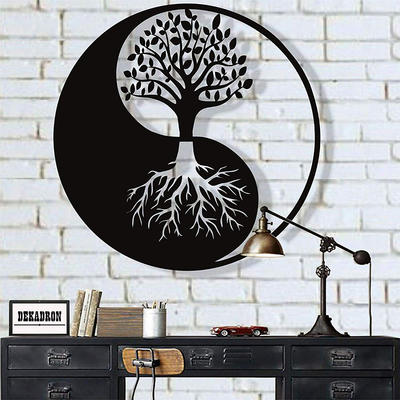 WLA017 Graciousy Tree of Life Design and Metal Yin Yang Pattern Metal Wall Decor