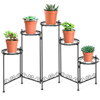 PFS011 Sandiee Best Choice Products 5-Tier Indoor Outdoor Multi-Level Adjustable Folding Metal Plant Stand