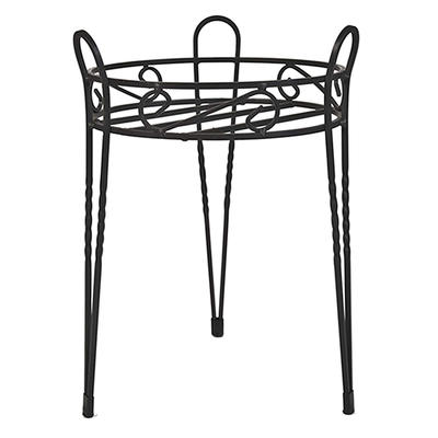 PFS019 Cussetey 15-Inch Black Scroll Top Plant Stand