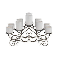CDH004 Enchantery 10 Candle Candelabra with Swirl Design- Handcrafted Iron Candle Holder/Centerpiece for Fireplace