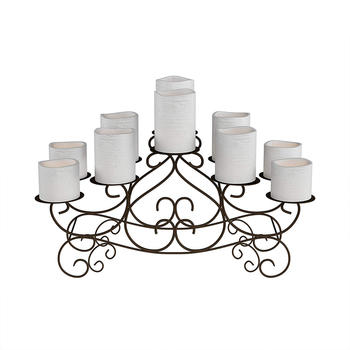 CDH004 Enchantery 10 Candle Candelabra with Swirl Design- Handcrafted Iron Candle Holder/Centerpiece for Fireplace