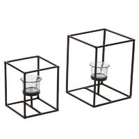 CDH009 Melodieey Set of 2 Modern Art Style Candle Holders with Clear Glass Tealight Holder
