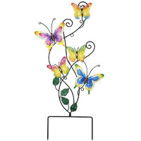 MGS010 Mythereariea 28 Inch Butterfly Garden Stake Decor Metal Wall Art Decoration