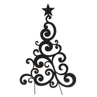 MGS007 Mytheriea Outdoor Black Metal Christmas Tree Sculpture Yard and Garden Stake